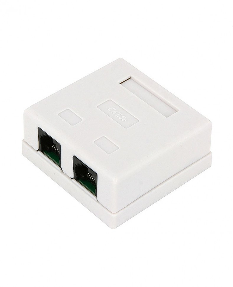 Розетка настенная, внешняя два порта RJ45 (8P8C) категория 5e Розетка настенная, внешняя два порта RJ45 (8P8C) категория 5e