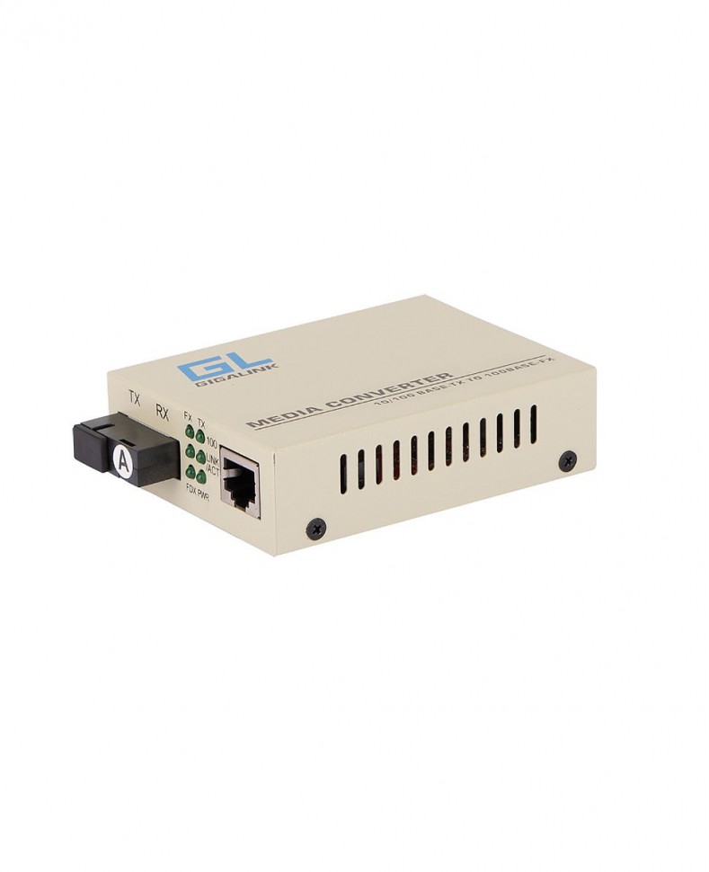 Медиаконвертер GIGALINK 10/100Base-TX - 100Base-FX одноволоконный (WDM), SM, TX1310/RX1550, SC, 20км