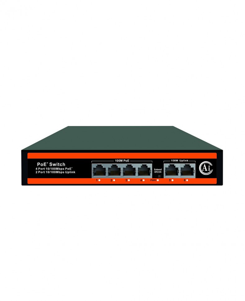 Коммутатор PB-S46POE PRO (2М/65W/А) с 4 портами 10/100BASE-TX PoE+ и 2 портами 10/100Base-TX, PoE-бюджет 65 Вт, корпус металл Коммутатор PB-S46POE PRO (2М/65W/А) с 4 портами 10/100BASE-TX PoE+ и 2 портами 10/100Base-TX, PoE-бюджет 65 Вт, корпус металл