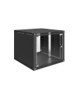 Шкаф настенный 19", 9U, 600x600x505мм, стеклянная дверь, разборный, черный