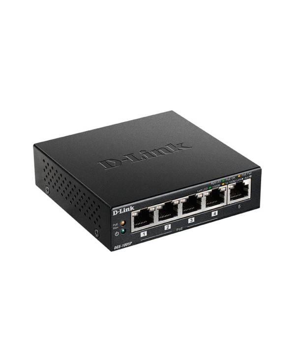 Коммутатор гигабитный неуправляемый D-Link DGS-1005P с 5 портами 10/100/1000Base-T, (4 порта с поддержкой PoE 802.3af/802.3at (30 Вт), PoE бюджет 60 В