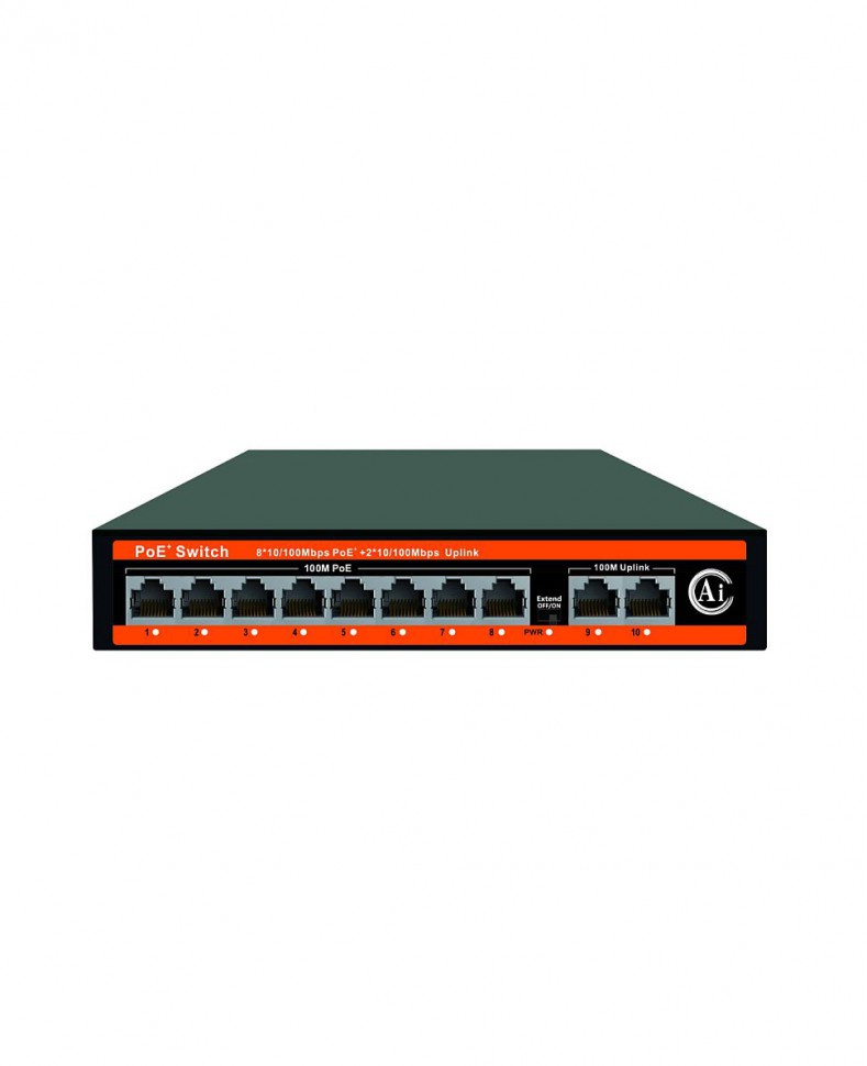 Коммутатор PB-S85POE PRO (2M/120W/А) с 8 портами 10/100BASE-TX PoE+ и 2 портами 10/100Base-TX, PoE-бюджет 120 Вт, корпус металл Коммутатор PB-S85POE PRO (2M/120W/А) с 8 портами 10/100BASE-TX PoE+ и 2 портами 10/100Base-TX, PoE-бюджет 120 Вт, корпус металл
