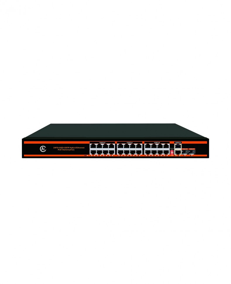 Коммутатор PB-S165POE PRO (2G/1S/250W/A) с 16 портами 10/100BASE-TX PoE+, 2 портами 10/100/1000Base-TX и 1 портом 100/1000Base-X SFP, PoE-бюджет 250 В