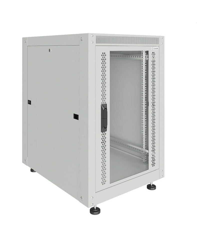 Шкаф напольный 19", 22U, 600х600x1150мм, перф. дверь, серый