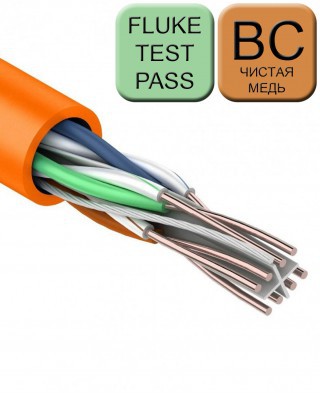 Кабель NIKOLAN U/UTP витая пара, категории 6, 4 пары, 23AWG (0,57мм), BC (чистая медь), внутренний, LSZH нг(А)-HFLTx, оранжевый