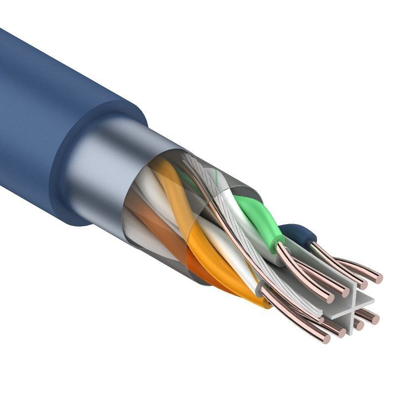 Кабель NIKOLAN F/UTP витая пара экранированный категории 6, 4 пары, 23AWG (0,57мм), BC (чистая медь), внешний, PE до -60C°, черный 