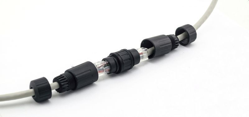 Соединительный модуль RJ45, cat.6, герметичный (IP68), цанг зажимы, экранированный, черный