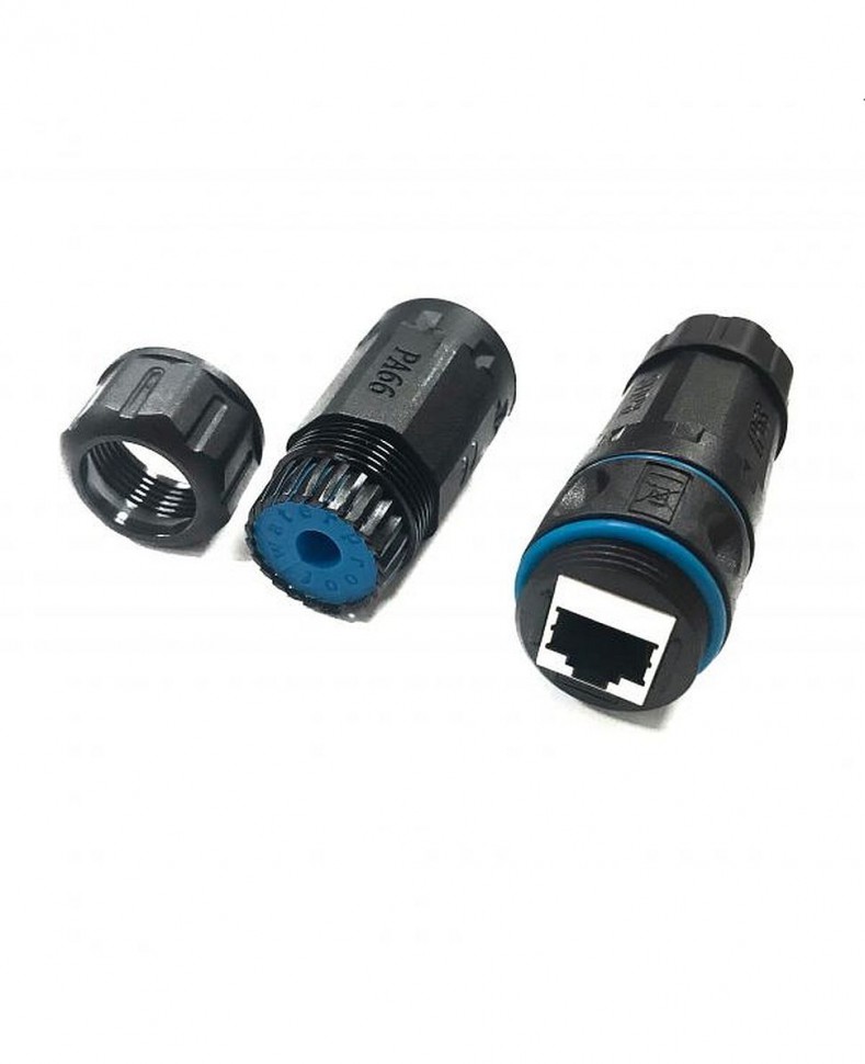 Соединительный модуль RJ45, cat.6, герметичный (IP68), цанг зажимы, экранированный, черный