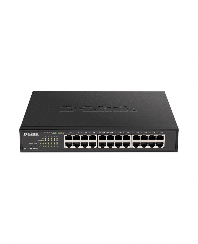 Коммутатор гигабитный управляемый D-Link DGS-1100-24PV2 c 24 портами 10/100/1000Base-T 12 портов РоЕ 802.3af/at, PoE-бюджет 100 Вт