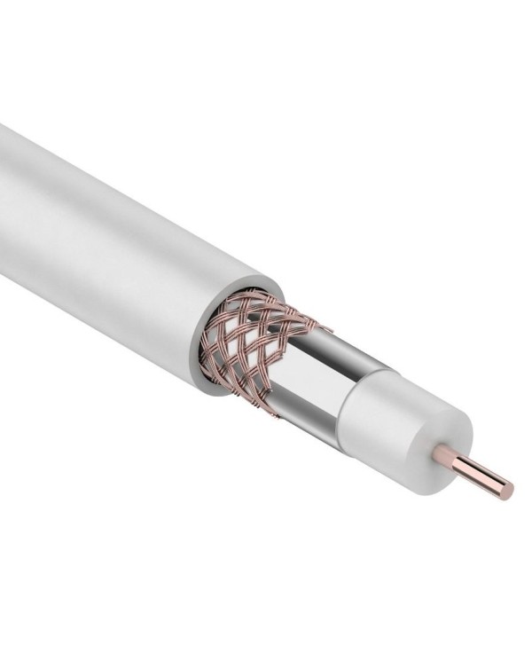 Кабель коаксиальный 3C-2V 75 Ом (СU, оплетка CU), ПВХ, белый