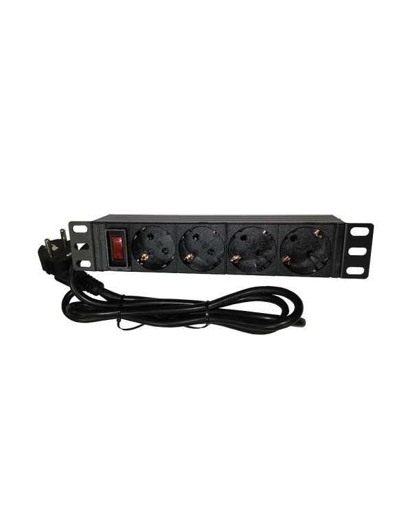 Блок розеток 10", 1U, 4 розетоки 2К+З, 16А, шнур 1,5 м