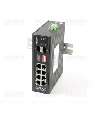 Коммутатор гигабитный промышленный OSNOVO SW-70802/I с 8 портами 10/100/1000Base-T, 2 портами 1000Base-X SFP