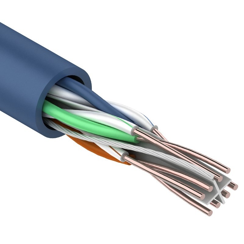 Кабель NETLAN U/UTP витая пара, категории 6, 4 пары, BC (чистая медь), внутренний, PVC нг(В), серый