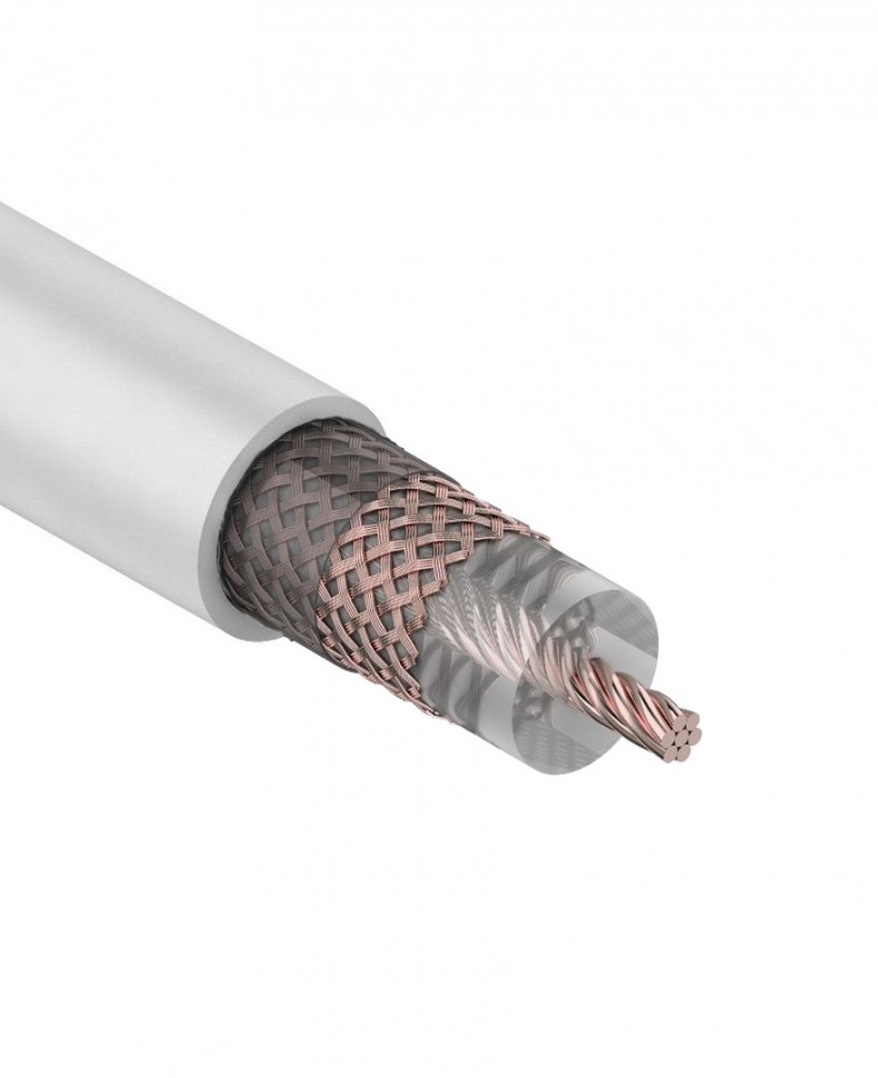 Кабель коаксиальный RG-213 50 Ом, (CU, оплетка CU), белый