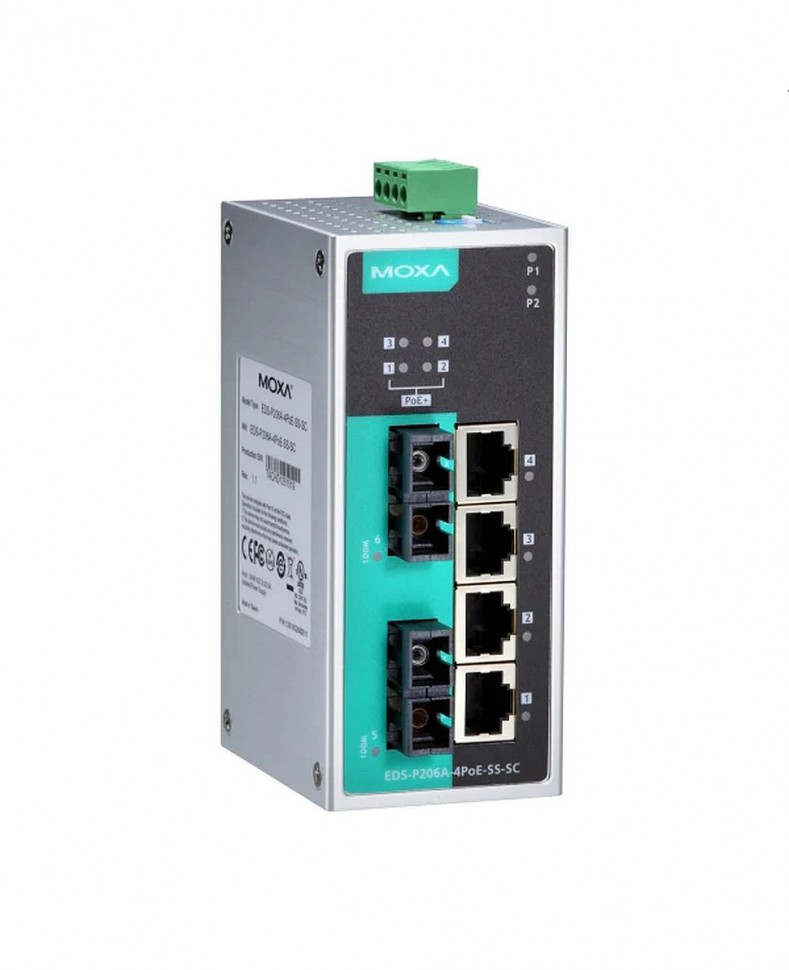Коммутатор MOXA EDS-P206A-4POE-SS-SC-T