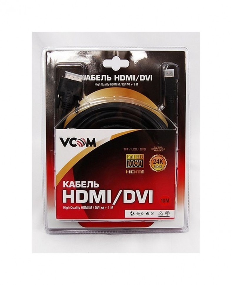 Кабель VCOM HDMI - DVI, 10 м Кабель VCOM HDMI - DVI, 10 м