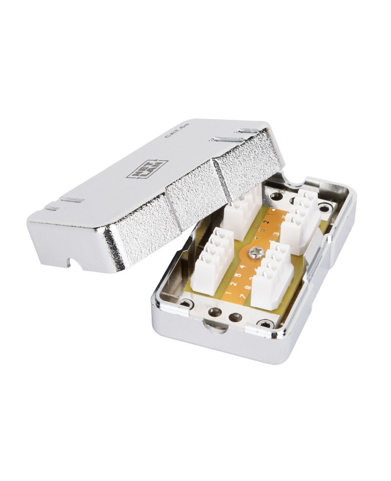 Кабельный соединитель NETLAN IDC-IDC, Кат.5e (Класс D), 100МГц, 110/KRONE, T568A/B, экранированный, металлик