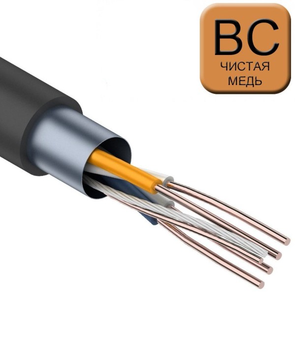 Кабель F/UTP (2x2x0,52) витая пара экранированный категории 5, 2 пары, 24AWG, BC (чистая медь), внешний PE, черный