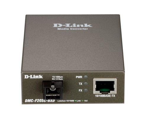 Медиаконвертер D-Link DMC-F20SC-BXD 10/100Base-TX - 100Base-FX одноволоконный (WDM), SM, TX1550/RX1310, SC, 20км