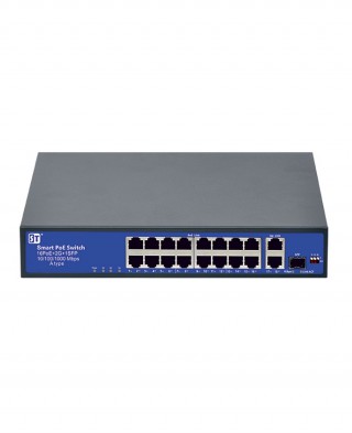 Коммутатор ST-S163POE (2G/1S/250W/A) с 16 портами 10/100BASE-TX PoE+, 2 портами 10/100/1000Base-TX и 1 портом 100/1000Base-X SFP, PoE-бюджет 250 Вт