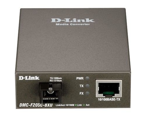 Медиаконвертер D-Link DMC-F20SC-BXU 10/100Base-TX - 100Base-FX одноволоконный (WDM), SM, TX1310/RX1550, SC, 20км